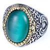 Anillo de Acero Inoxidable Dorado Vintage para Hombre con Patrón de Llama Estilo Europeo y Americano Personalidad Audaz con Piedra Preciosa en Stock