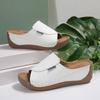 Pantuflas Casuales de Plataforma Gruesa de Talla Grande Transfronterizas para Mujer 2025 Nuevas Tiras Anchas Simples y de Moda Pantuflas de Cuña con Boca de Pez