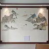 Beleza oculta das montanhas e riachos, tapeçaria de parede bordada única, tapeçaria para parede de fundo de TV, sofá de sala de estar, paisagem estilo chinês, revestimento de parede bordado de alta qualidade