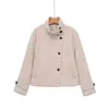 Venta al por mayor transfronteriza 2026 Moda europea y americana casual holgado de un solo botón con cuello mao abrigo de lana para mujer B22678