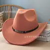 Chapéus de Cowboy Ocidentais com Aba Enrolada, Vendas Populares Transfronteiriças no Outono e Inverno, Chapéus de Feltro de Lã para Homens e Mulheres, Chapéus Jazz Estilosos com Aba Curva