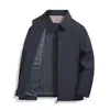 Chaqueta de seda de leche para hombre, modelo otoño e invierno 2026, chaqueta de negocios para mediana edad con cuello de solapa, abrigo casual de color liso para el día a día.
