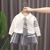 Conjunto de Suéter para Niñas Dropshipping Elegante Otoño e Invierno Nuevo Estilo Universitario Conjunto de Dos Piezas para Niños Pequeños Atuendo de Moda Conjunto de Vestido