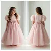 Venta al por mayor de vestidos formales para niños para exportación y ventas transfronterizas: Vestidos de princesa de cuello redondo y manga abullonada para niñas pequeñas, adecuados para fiestas, cumpleaños y actuaciones.