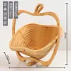 Cesta de Frutas de Bambú Plegable Aislada Multifuncional Creativa Plato de Frutas Almacenamiento Japonés Madera de Bambú Decoración para Mesa de Comedor en el Hogar