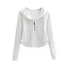 Camiseta blanca de manga larga con capucha para mujer para otoño e invierno, nuevo diseño versátil de nicho 2026, top de capa base