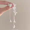 Brincos de metal flor com franja retrô francesa alta sensibilidade nicho temperamento requintado clipe de orelha