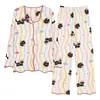 Viene con Almohadilla en el Pecho Pijama Antigolpes Integrado para Mujer Primavera Otoño Verano Algodón Seda Manga Larga Pantalones Ropa Dulce para el Hogar para Mujer