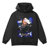 Jaqueta com capuz retro lavada na neve MJ Michael Jackson transfronteiriça masculina hoodie pesado de corte solto