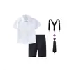 Ropa de Performance para Niños Camisa Blanca Pantalones Cortos de Manga Corta Camisa para Foto de Niño Traje de Performance Ropa Infantil Vestido para Niña de las Flores