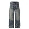 Jeans Vintage Estilo Americano con Diseño de Onda de Agua en Nicho para Hombres y Mujeres, 2026 Pantalones Largos Casuales de Pierna Ancha Rectos Sueltos