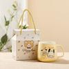 Taza de cerámica de dibujos animados de gran valor estético, linda taza de agua con tapa, taza para abrir joyas, taza para actividades, caja de regalo para acompañar ceremonias.