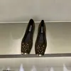 Zapatos de tacón alto metálicos de punta cuadrada sin cordones de alta gama franceses para mujer, estampado de leopardo, brisa suave de la tarde
