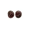 Brincos Ovais Estampa de Leopardo Aveludada Estilo Maillard, Brincos Versáteis Exquisitos Vintage Outono e Inverno, Brincos de Luxo Leve de Alta Qualidade
