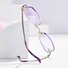 Gafas Graduadas Sin Montura con Borde Cortado en Diamante para Mujer, Disponibles con Lentes Graduadas, Monturas de Gafas Ultra Ligeras de Titanio Puro con Diamantes, Modernas para Caras Grandes