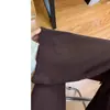 Pantalones de micro-jean marrones sin forro polar para mujer, nuevos de primavera y otoño 2025, de cintura alta, ajustados, acampanados