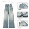Primavera Europea y Americana Nuevo Estilo Diseño Retro Americano Jeans Desgastados de Longitud Completa para Mujer Moda de Calle Pantalones de Pierna Ancha Vintage