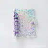 Cuaderno de hojas sueltas transparente A5A6A7 hebilla única cubierta suave de PVC engrosado con purpurina de color estrella y arena líquida para estudiantes