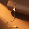 Pulseira de Aço Inoxidável 316 Banhada a Ouro Real 18K Estilo Europeu e Americano Joia de Mão de Alto Padrão em Formato de Coração Acessório de Temperamento Dourado