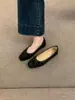 Primer encuentro: Zapatos planos Mary Jane Ji Wanwan para mujer, punta cuadrada, corte bajo, gamuza, lazo, estilo nuevo 2026, sin cordones