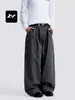 Pantalones casuales retro negros para hombre con rico estilo americano, marca de moda, doble pinza, pantalones cargo multibolsillos, moda urbana, geniales y elegantes, pantalones largos de pierna recta