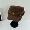 Estilo Ropa de Trabajo Sombrero de Ala Ancha Retro Sombrero de Equitación Sombrero de Copa Plana para Mujer Gorra de Newsboy Americana Nueva Tendencia Sombrero Azul Marino Otoño Invierno