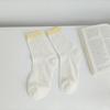 Calcetines de Algodón Finos Transpirables para Mujer de Primavera y Verano Estilo Japonés Calcetines de Malla Hueca de Tubo Medio Calcetines de Felpa a Juego Color Crema