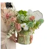 Cubo para Sujetar Tela de Cheongsam Florero Caja de Flores Flor Flor Ramo de Flores Cubo Plástico Impermeable Engrosado Poliéster Regalo