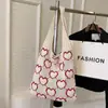 Bolsa Tote de Punto de Gran Capacidad Versátil Nicho Ola Moda Bolso Cubo de Hombro Único Nuevo para Viajero Estilo Ins Rayado