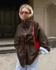 Gabardina minimalista transfronteriza europea y americana de Amazon, modelo nuevo 2026 con diseño de cuello alto, chaqueta abotonada para mujer