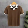 Camisa Polo Tricô Manga Curta Masculina Gola Seagull Decote V Texturizada Estilo Old Money Camiseta Verão Atacado Fábrica Transfronteiriça