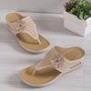 2023 Verão novo europeu e americano plus size oco flor flip flops sandálias femininas rocking line praia sapatos sandálias cunha mulheres