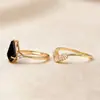 Venta Caliente Transfronteriza Anillo Rombo Amor Diamante Negro Diseño Creativo Sentido de Diseño de Nicho Simple Cobre Incrustado Circonita Anillo Apilable