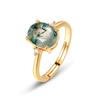 Nuevo anillo de plata S925 con musgo verde, ágata y hierba acuática para mujer, comercio exterior de Amazon, noble deseo, nuevo producto transfronterizo.