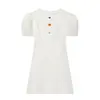 Vestuário Feminino 2026 Verão Novo Estilo Vestido Redondo com Mangas Curtas Bufantes e Pregas nos Ombros 2546393 Branco