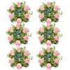 6 Nuevos Productos Transfronterizos: Corona de Portavelas de Flores de Rosa Artificial, Decoración de Primavera, Arreglo de Mesa de Boda, Portavelas Artificial