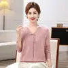 Prenda base de punto elegante para mamá, suéter fino para mujeres de mediana edad, top de manga larga estilo chino nuevo para otoño e invierno
