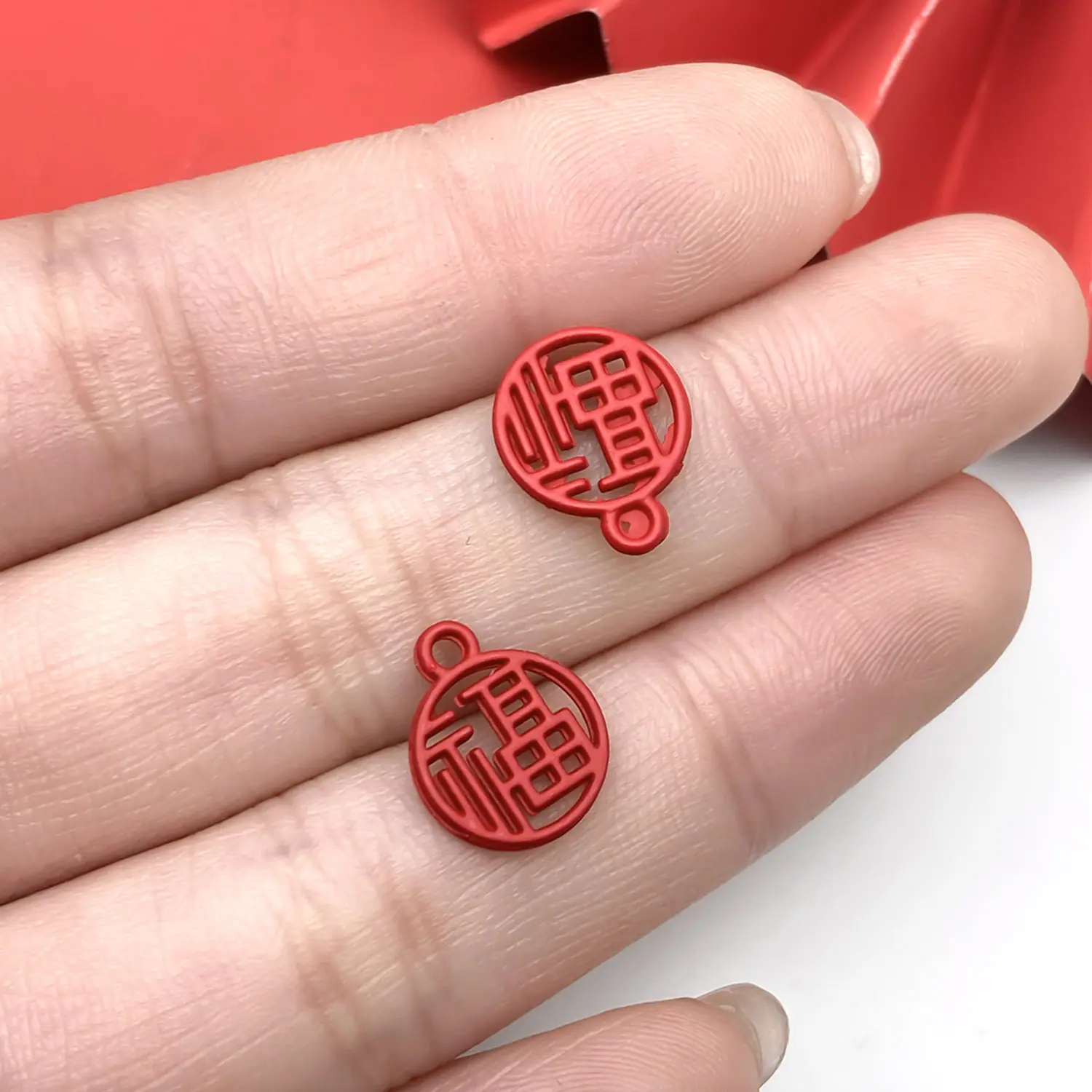 21697-XP-红色烤漆喷漆中国风新年文字小圆福12x10