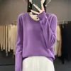 Nuevo suéter de lana grueso sin costuras para otoño e invierno para mujer, jersey de punto de manga larga, prenda básica versátil