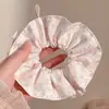 Scrunchie casual oversized para mulheres, elástico de cabelo elegante com laço, tiara floral, acessório de cabelo de renda