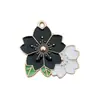 30 Flores Negras Mixtas para Joyería DIY Estilo Coreano Accesorios K Oro Esmalte Aleación Colgantes Pequeños Pendientes Pulsera Dijes