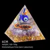 Transfronterizo 6cm Cristal Natural Letra Dorada Adorno Decorativo de Escritorio para el Hogar Pirámide de Resina para Chakra Yoga Meditación