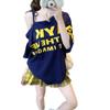 Camiseta de Tirantes con Estampado de Letras y Hombros Descubiertos de Manga Corta para Mujer Verano Diseño Americano Holgado Sexy Top Versátil de Media Manga