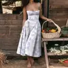 Amazon Verão Explosões Europeias e Americanas Transfronteiriço Vestido Vermelho Novo Sem Alças Cintura Moda Sexy Vestido de Alça para Mulheres