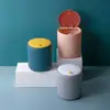 Lixeira Pequena Tipo Prensa para Escritório Mini Criativa Cesto de Papel Doméstica com Tampa Pequena para Sala de Estar Mesa