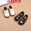 Zapatos de cuero negros para niños, primavera y otoño de 2025, de una sola capa, de princesa, estilo británico, pequeños, de moda para niñas.