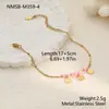 Pulseira de Aço Inoxidável Rosa com Concha Estilo Oceano Transfronteiriça Europeia e Americana para Mulheres, Joia de Design de Nicho Estilo Feriado Atacado