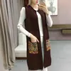 Colete Tricotado Sem Mangas Solto de Comprimento Médio, Novo Estilo, com Fenda na Barra, para Mulheres, Cardigan Patchwork, Primavera 2025