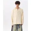 Suéter de Tricô Falso Duas Peças Patchwork Americano Masculino Marca Tendência Outono Inverno Estilo College Pulôver Gola Tricô