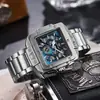 Relógio de Pulso Masculino Cruz Quadrada Pulseira de Aço Inoxidável Personalidade Moda Tendência Relógio de Quartzo Masculino Atacado